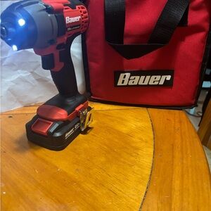 Bauer Red and Black Cordless Drill with LED